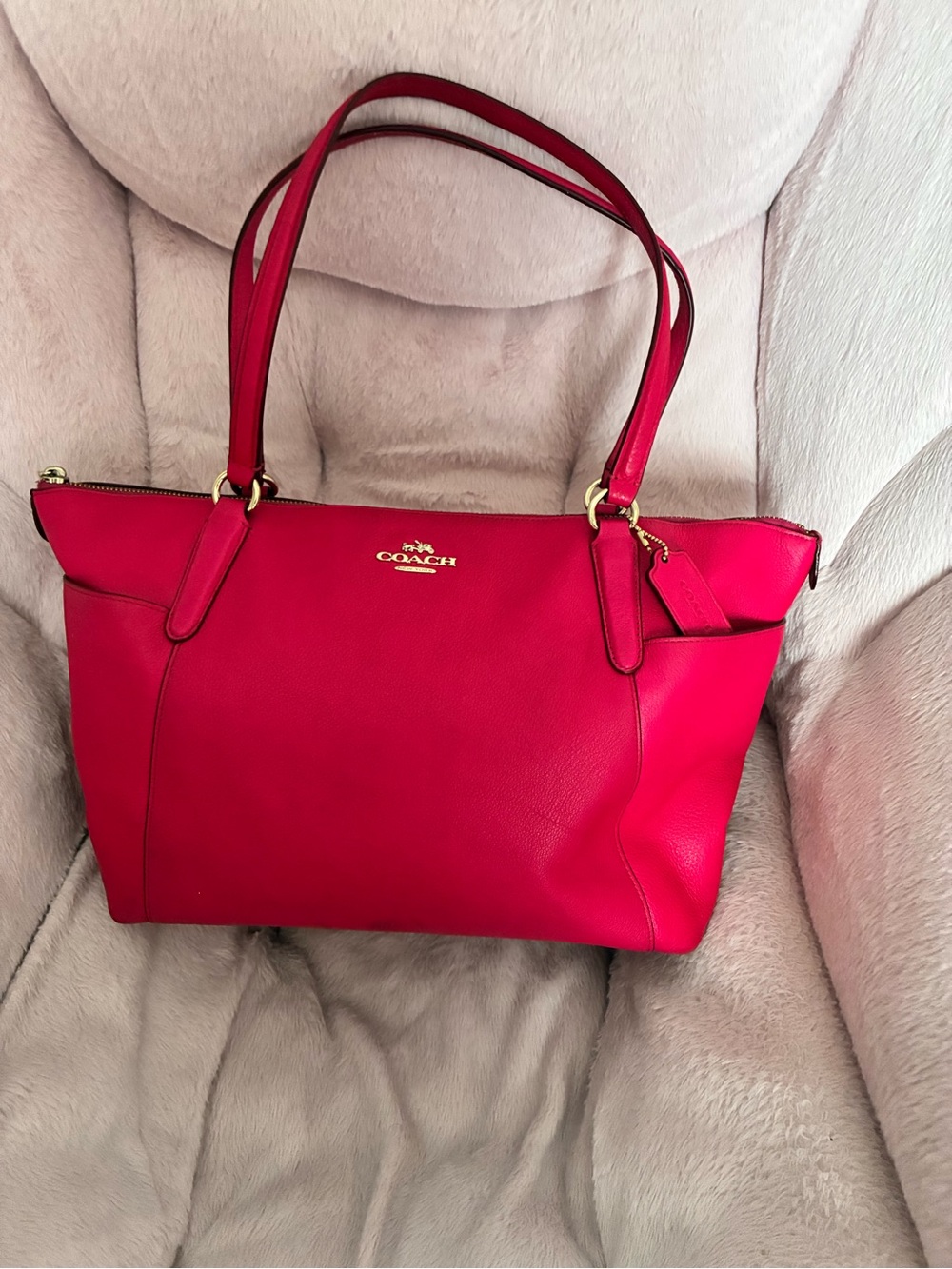 Coach Fuchsia Leather Tote Bag - Coach